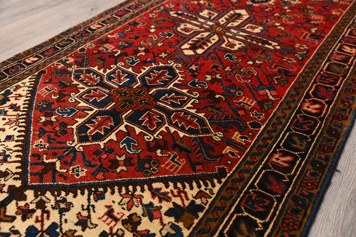 Red Persian Heriz Wool Runner 260cm x 117cm