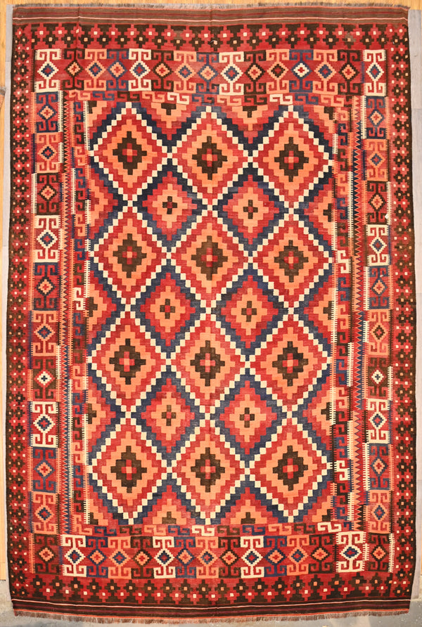 Red Tribal Vintage c.1980's Persian Wool Kilim Rug 400cm x 284cm