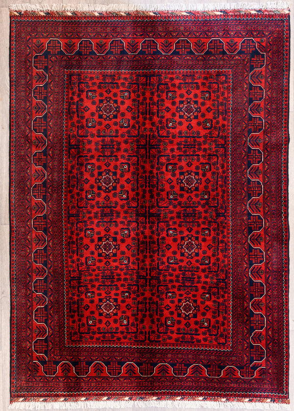 Red Fine Afghan Khamyab Wool Rug 241cm x 168cm