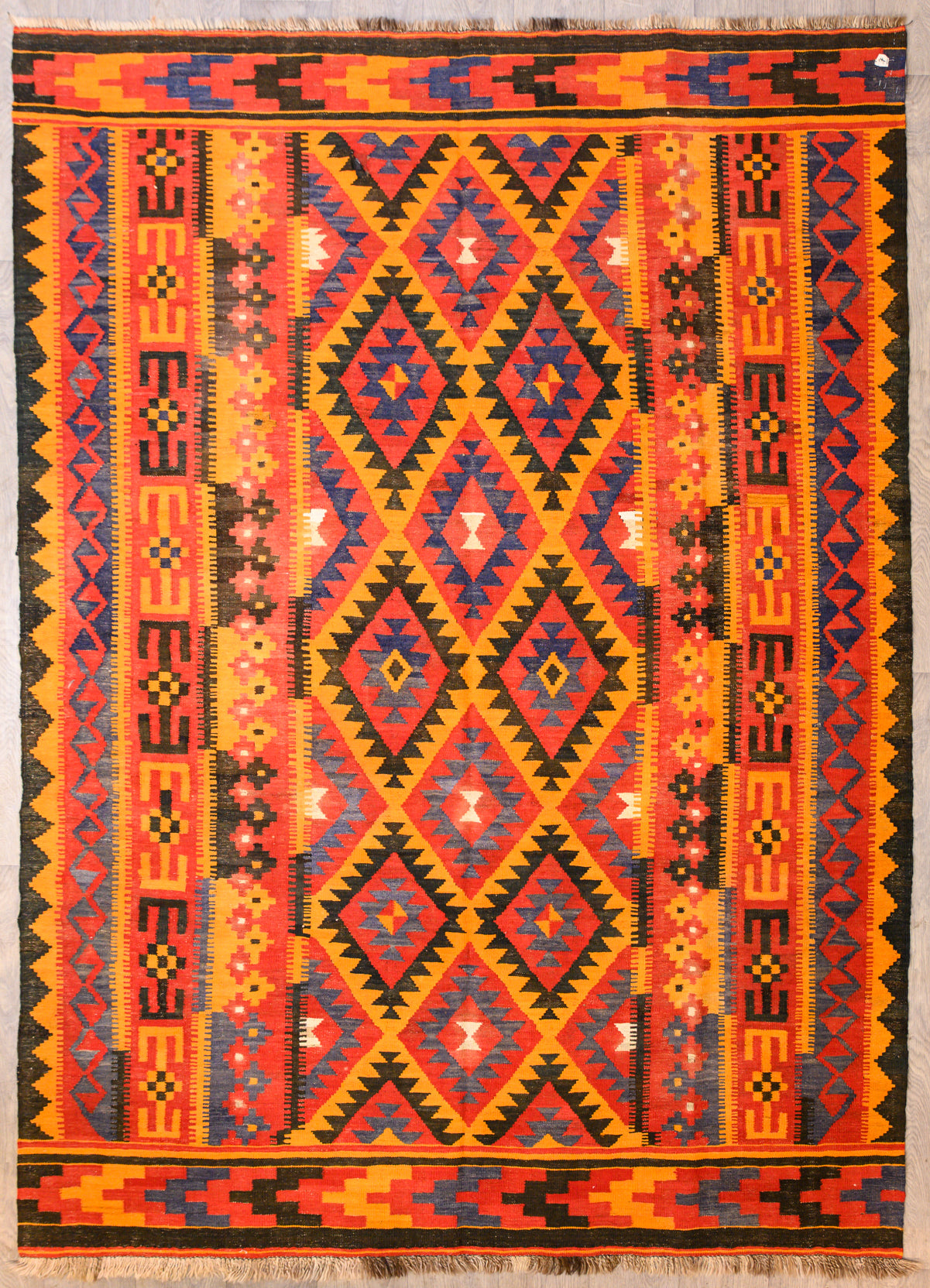 Red Orange Vintage Persian Kilim gently preloved large 272x196cm

