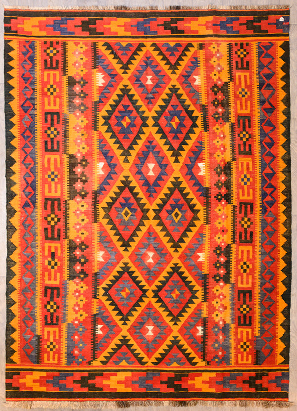 Red Orange Vintage Persian Kilim gently preloved large 272x196cm

