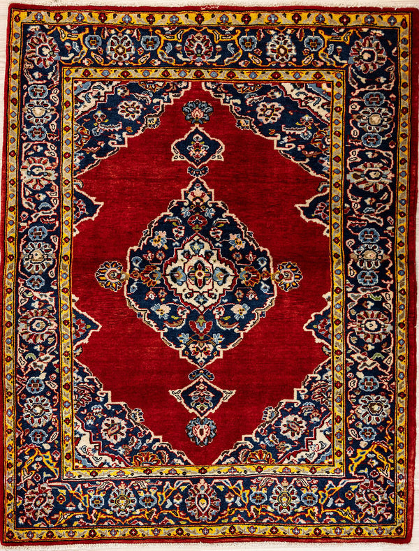 Authentic Handknotted Red Persian Kashan Wool Rug 240m x 140cm&nbsp;
Red field tone combined with a mix of blue &amp; navy medallion
Woven by the artisans of Kashan
In superb condition and great price. You can afford to protect your floor from musical instruments and improve acoustics
Perfect to bring character and colour to any interior.