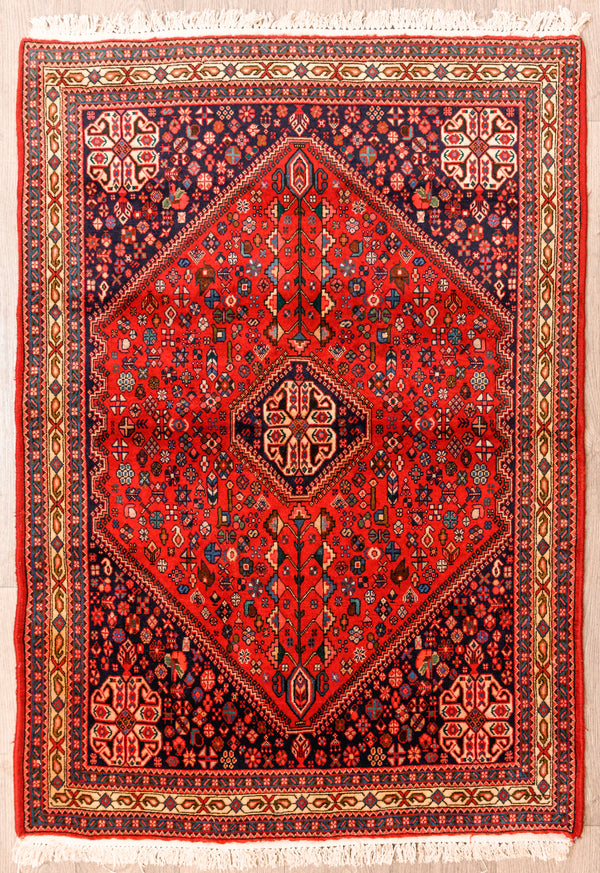 Authentic Handknotted Red Persian Shiraz Wool Rug 151cm x 106cm
Lighter Red &amp; Navy tones dominate the backdrop, pictorial motifs depict ancient Persian monuments&nbsp;

Having a light and dark side is a trademark of Handmade Rugs
Durable and Wear Resistant Suitable for High Traffic Areas
All Colours in This Piece Originate from Natural Vegetable Dyes