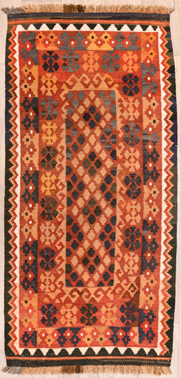 Authentic Handknotted Red Vintage Persian Wool Kilim 175cm x 82cm Strong colours made with natural dyes such as madder root. Suits Boho, modern or MCM interiors. Affordable dramatics.
Durable and Wear Resistant Suitable for High Traffic Areas