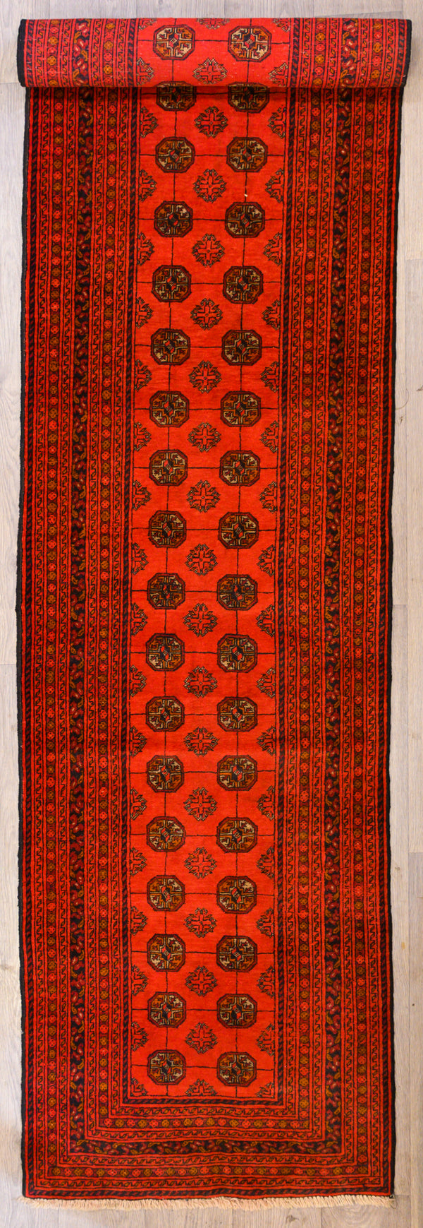 Red c.1960's Afghan Turkoman Wool Runner 388cm x 82cm