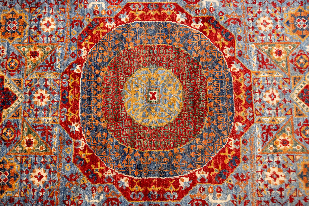 XXL Blue Red Afghan Mamluk Chobi Wool Runner 926cm x 76cm