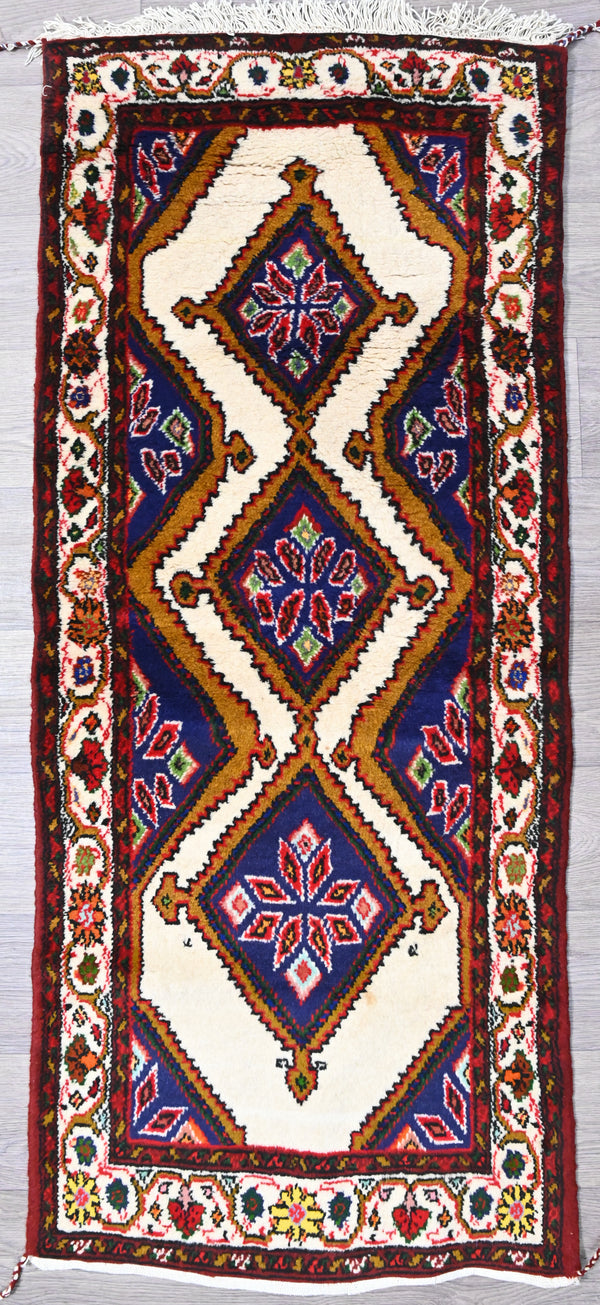 Thick Pile Handknotted Wool Persian Hamadan Runner -