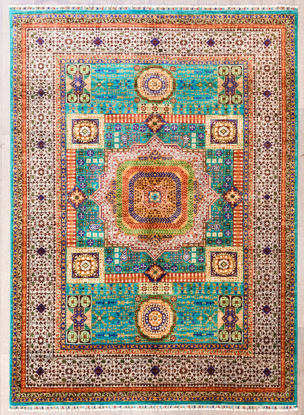 Turquoise Fine Mamluk Chobi 241cm x 175cm