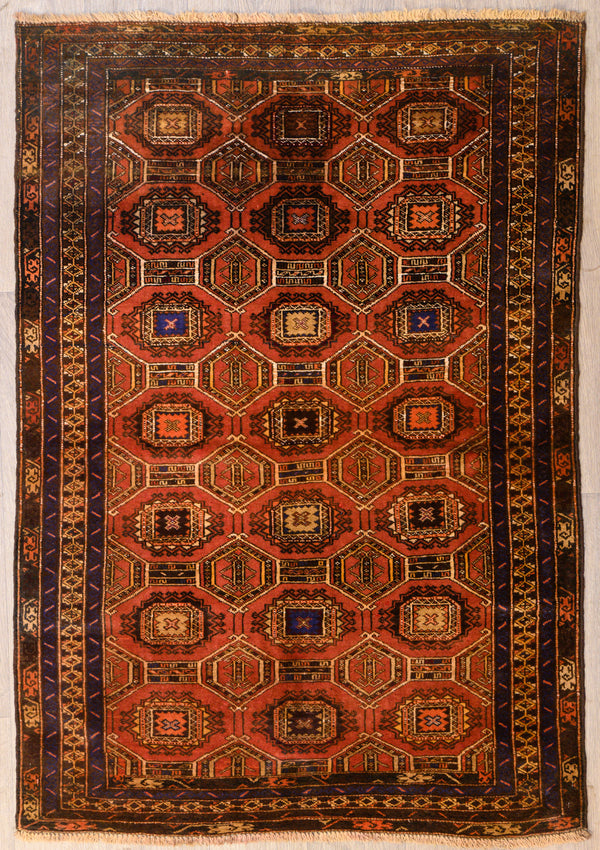 Vintage Persian Baluchi Wool Rug c.1960's 162cm x 114cm durable for high traffic area