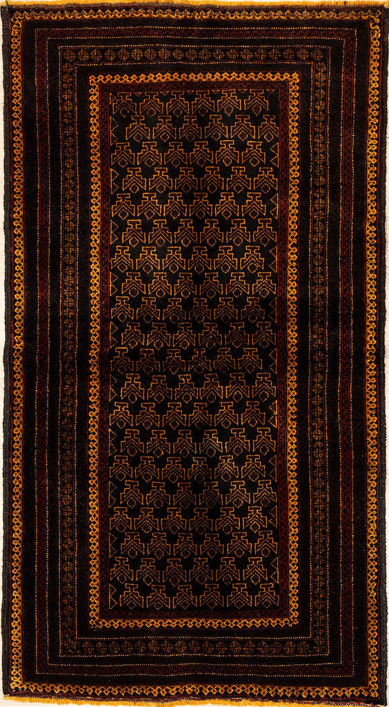 Authentic Hand Knotted Vintage Persian Baluchi Wool Rug 183cm x 103cm
Woven in Central Asia
From our curated collection of unusual and surprising designs, Pure geometry in a fine accurate repeat pattern enclosed by beautiful borders suggesting embers of fire. A great choice. for a fireside rug.