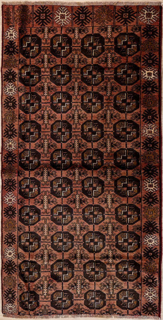 Vintage c.1970's Afghan Bokhara Wool Rug 120cm x 88cm.

Hand woven by traditional Turkoman artisans in Northern Afghanistan, kept in fine condition over the decades in a soft red colour
Symmetrical design mori gul refers to the hexagon shaped motif which has been woven in Afghanistan for many centuries
A one off piece from our beautiful collection of vintage rugs.