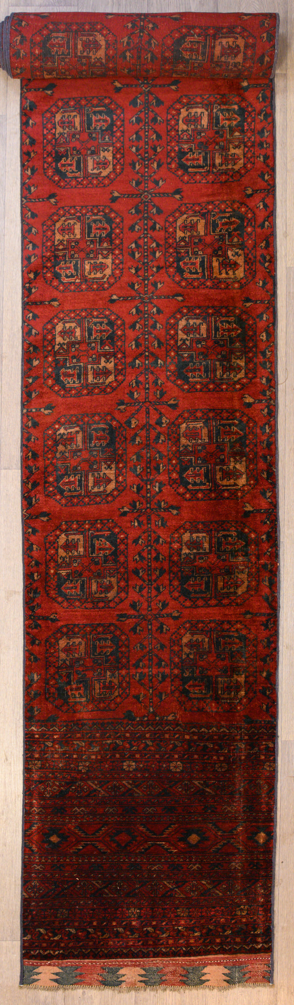 Authentic Hand knotted XLVintage Afghan Turkoman Wool Runner 562cm x 72cm&nbsp;