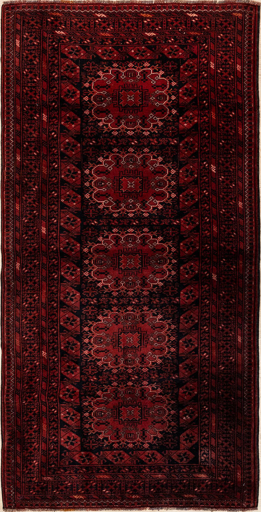 Authentic Hand Knotted Red Afghan Khal Wool Runner 197cm x 100cm
A glowing deep red intricately woven design, very nice and welcoming for a foyer
Having a light and darker aspect is a trademark of Handmade Rugs
Durable and Wear Resistant Suitable for High Traffic Areas
It Has Taken Approximately 2 Months of Weaving to Complete This Piece
