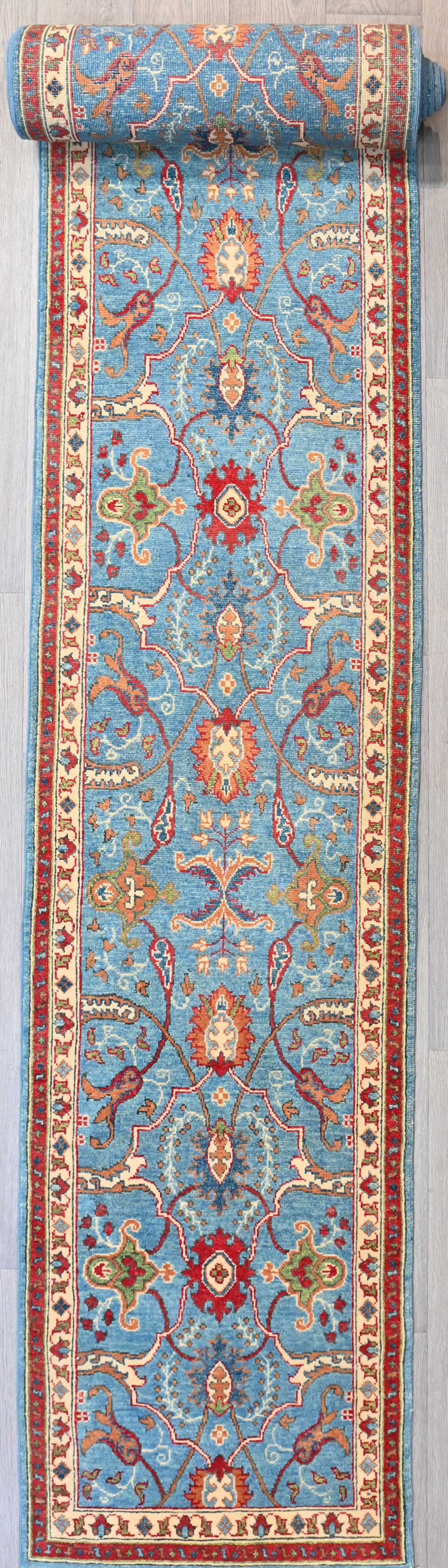 Guaranteed Original Extra Long Handknotted Pure Wool Vegetable Dye Afghan Chobi Runner woven in Central Asia