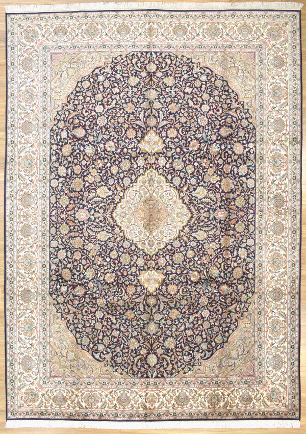 Royal Garden Kashmiri Pure Silk Rug (247w x 342h)