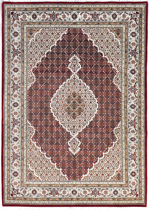 Finely Handknotted Thick Pile Indo Tabriz Mahi (Fish) Design  (166w x 242h)