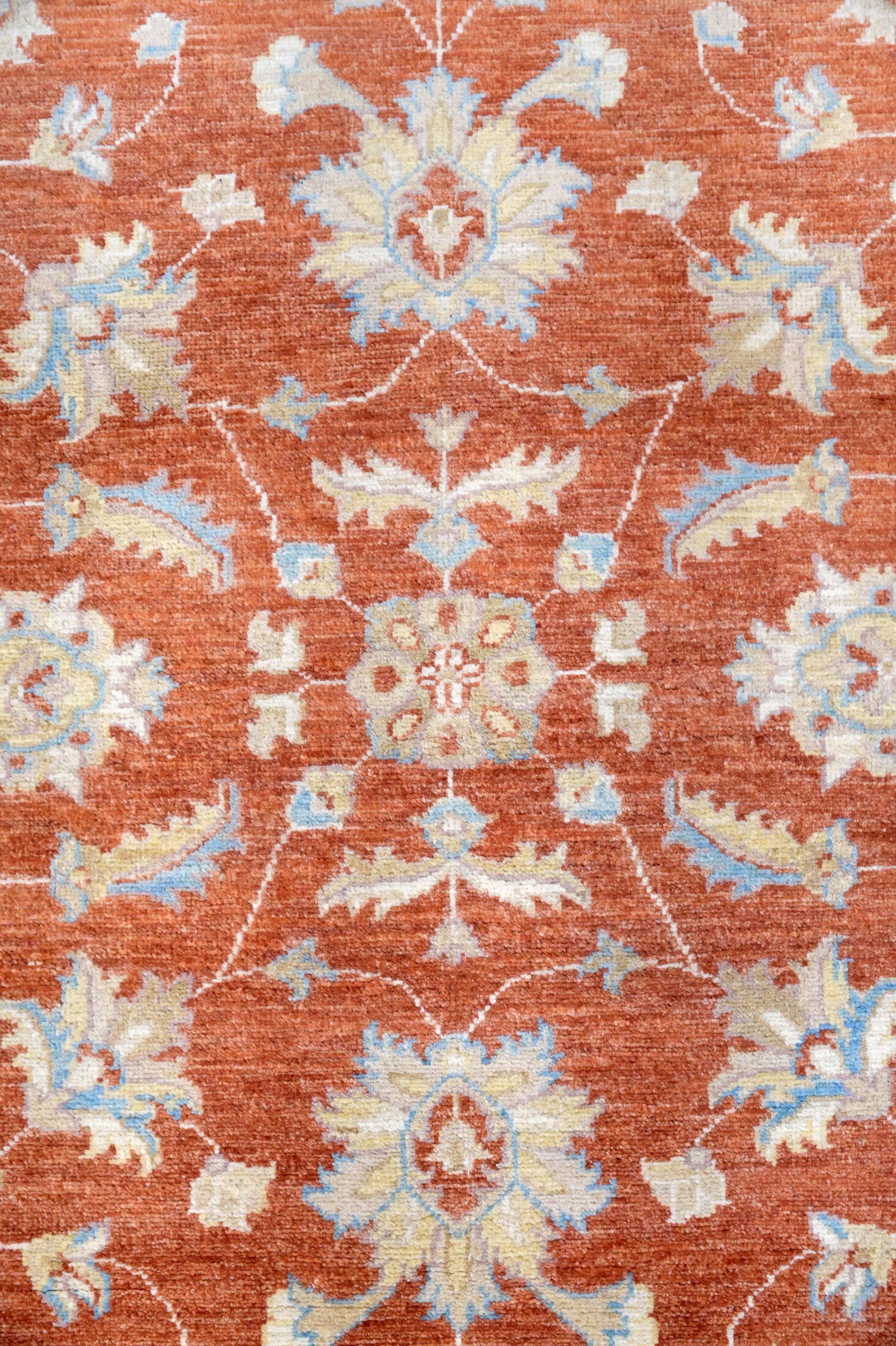 Handknotted Pure Wool Chobi Rug with Rust Tones (199H x 149W)