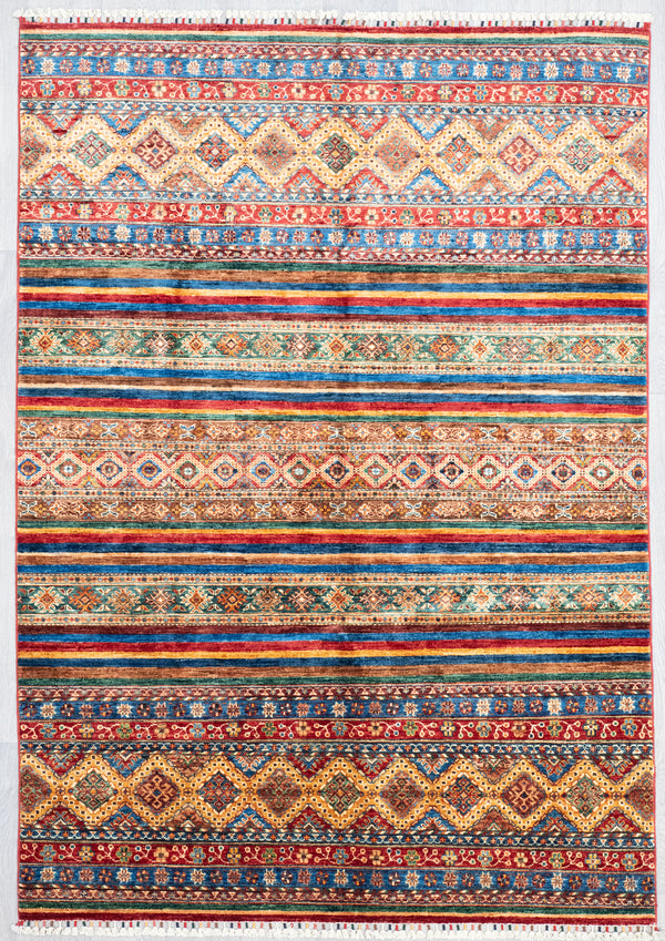 Very Fine Handwoven Khorjin Chobi Rug w/ Multicolour Tones - (240H x 171W)