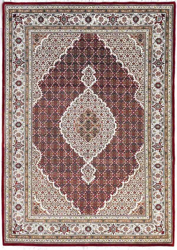 Finely Handknotted Thick Pile Indo Tabriz Mahi (Fish) Design  (166w x 242h) thick waarm pile very durable