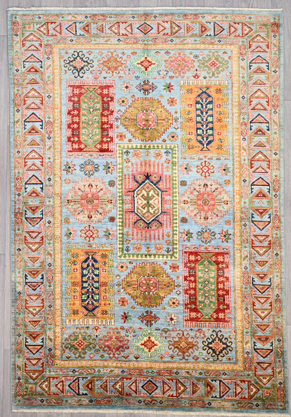 Suzani Veg Dye Chobi Afghan Handwoven Rug (238h x 163w)