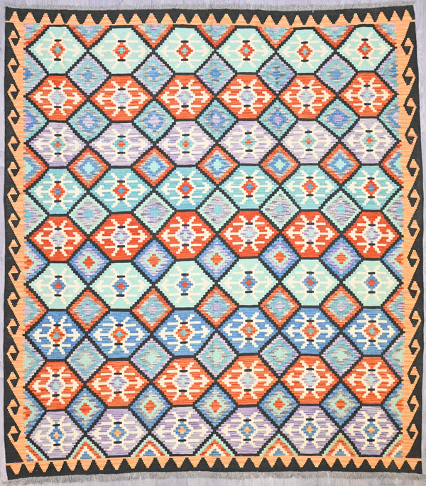 Rare Size Handwoven Boho Afghan Kilim (290h x 264w)