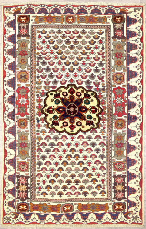 Sumak quality flatweve sits firm on floor. Guaranteed Original Handknotted Rug woven in Central Asia