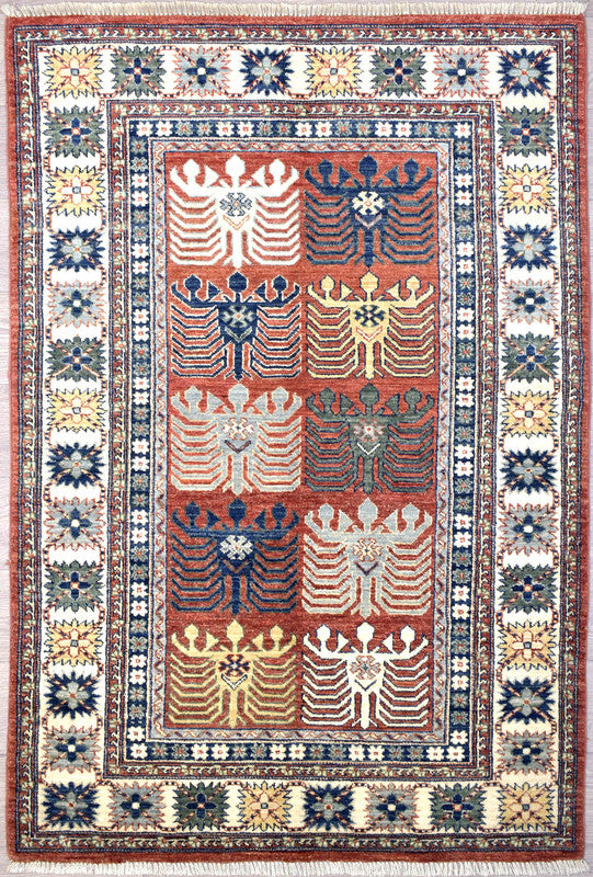 Beautiful chobi quality rug with eagle design Motifs.Guaranteed Original Handknotted Rug woven in Central Asia