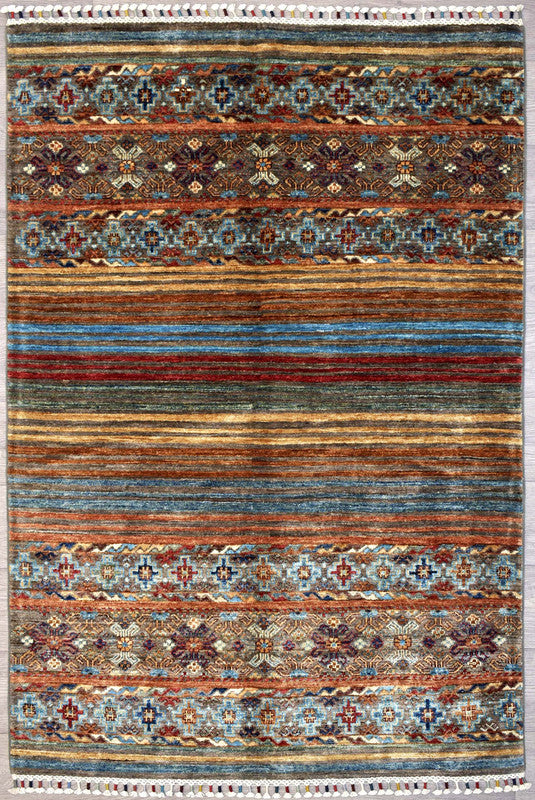 Chobi Khurjin style design
Guaranteed Original Handknotted Rug woven in Central Asia