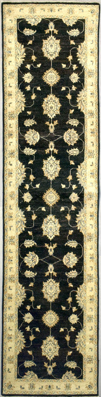 resplendent in Indigo and cream chobi quality  pure wool durable flat laying runner 