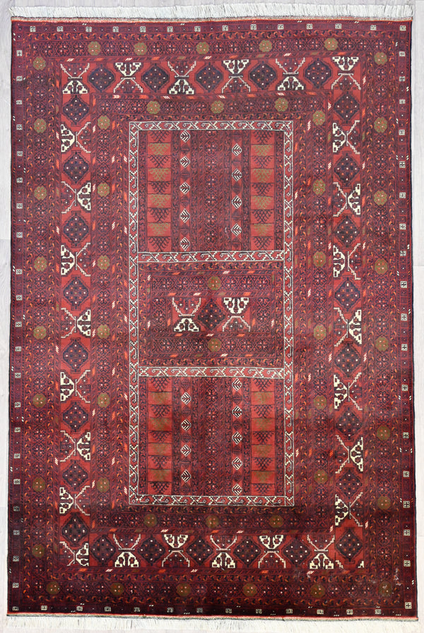 c.1980's Mazari Design Afghan Handwoven Rug (300h x 200w) Guaranteed Original c.1980's Mazari Design Afghan Handwoven Rug
Durable, Lightweight and Wear Resistant Suitable for Low &amp; High Traffic Areas
All Colors in This Piece Originate from Natural Vegetable Dyes