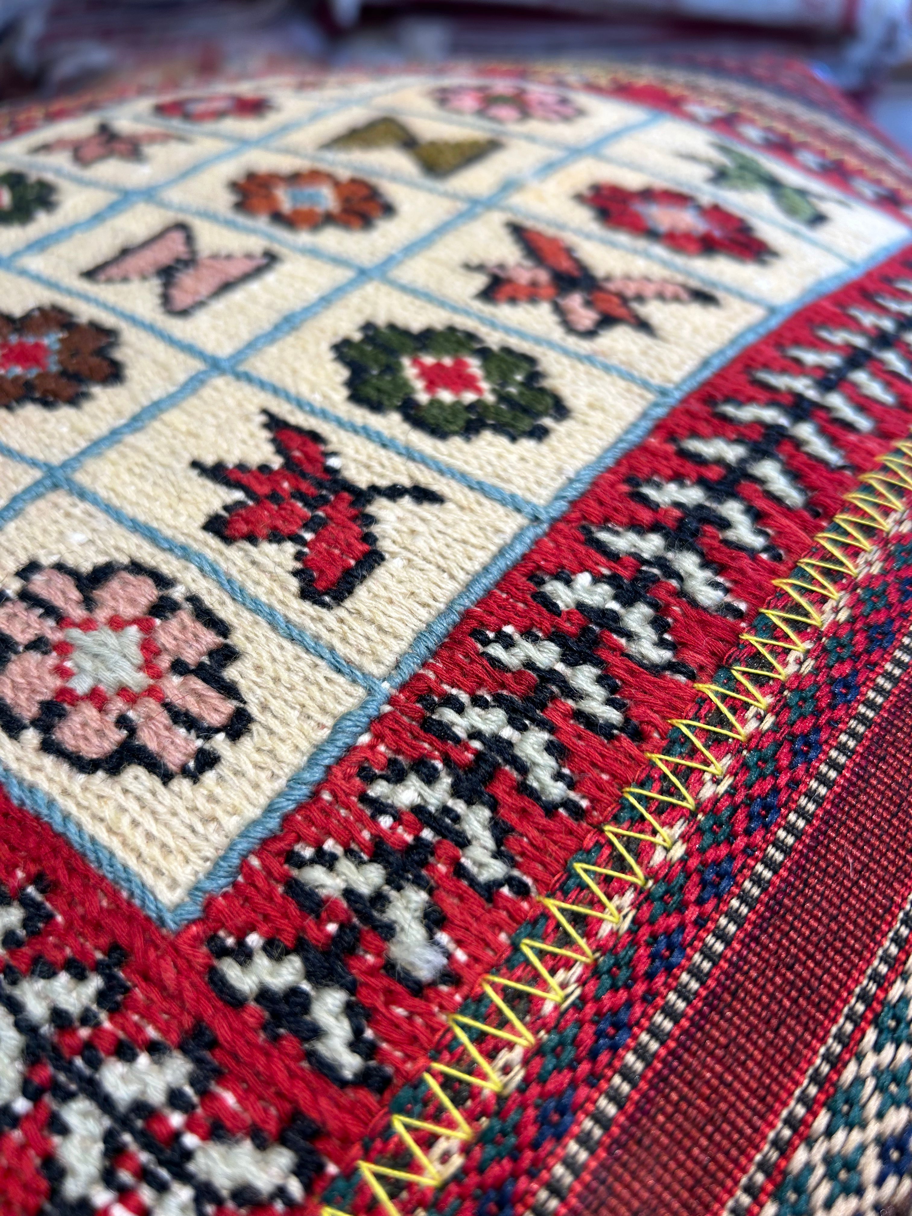 Handwoven Persian Tribal Kilim Ottoman