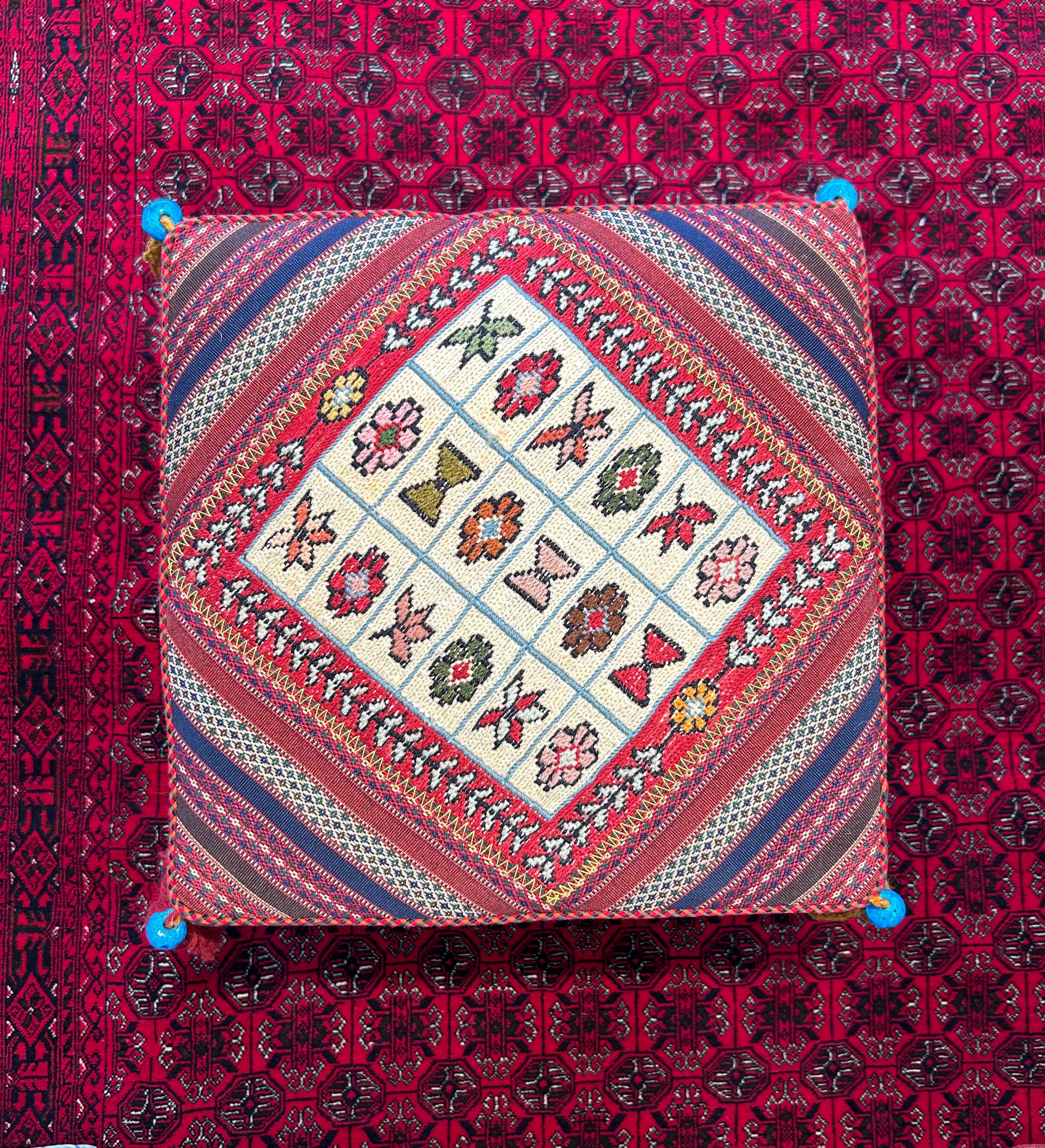 Handwoven Persian Tribal Kilim Ottoman